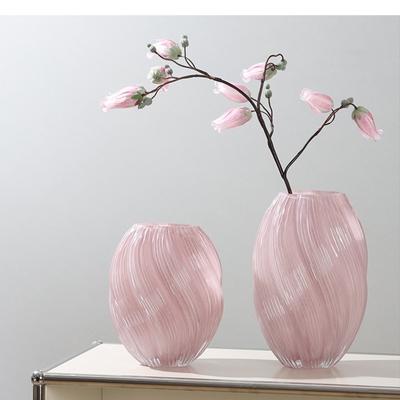 Impresionante jarrón de vidrio hidropónico retorcido de color rosa malta con estilo, decoración del hogar y más, jarrón para la decoración moderna del hogar