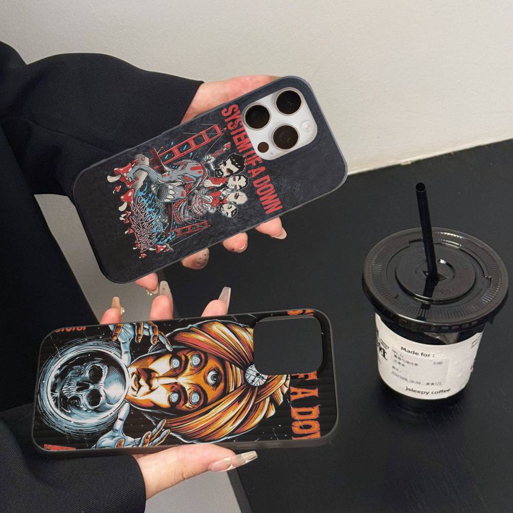 Metal Band System Of A Down Phone Case For IPhone 17 16 15 14 13 12 11 Corrugated Frosted Soft Cover Anti-Slip
