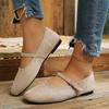 Women's Suede Square Toe Mary Jane Shoes with Single Strap and Wedge Heel Comfortable Slip On Casual Footwear for Daily Wear