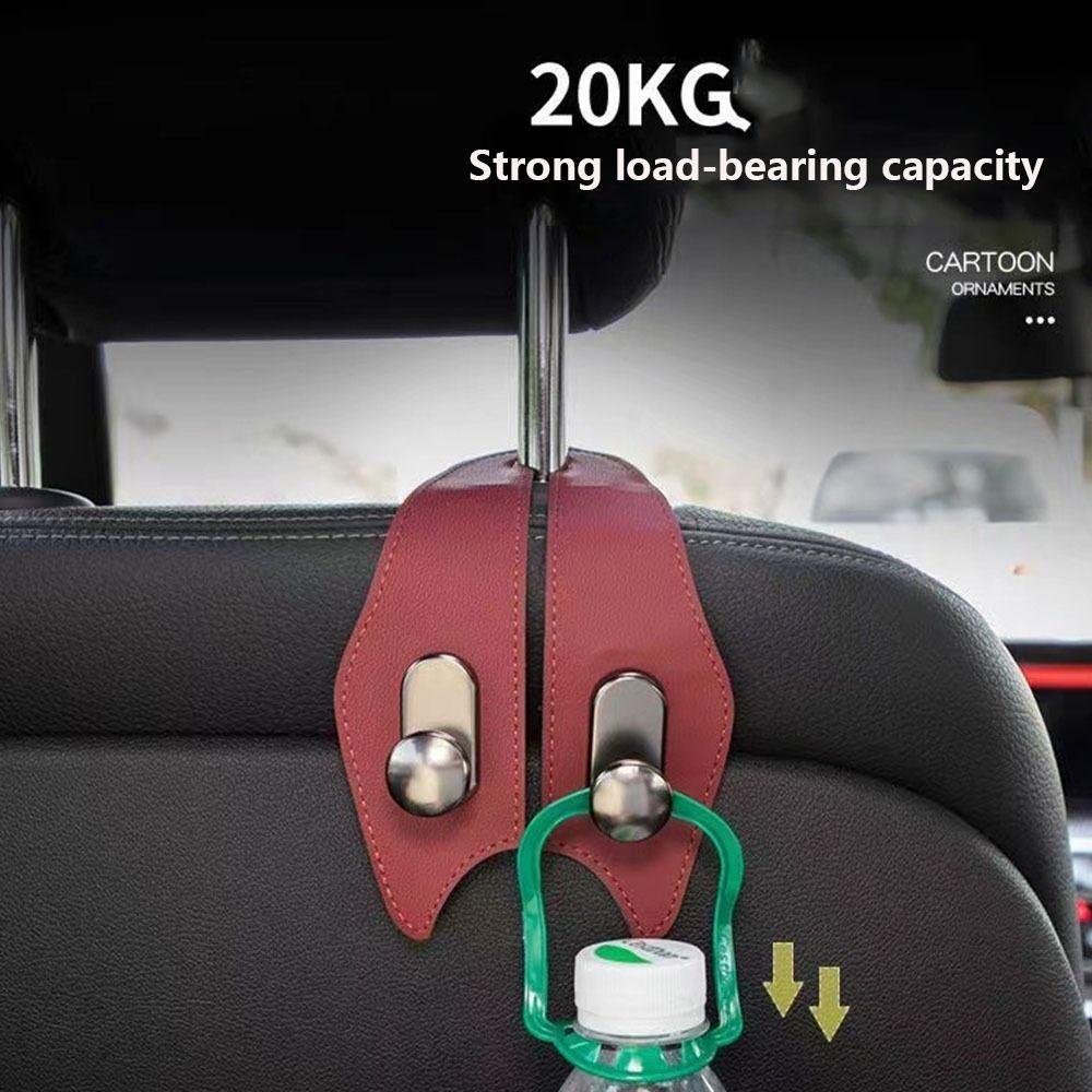 

Leather Car Rear Seat Back Hooks Lage Load-Bearing Car Double Hook Vehicle Holder