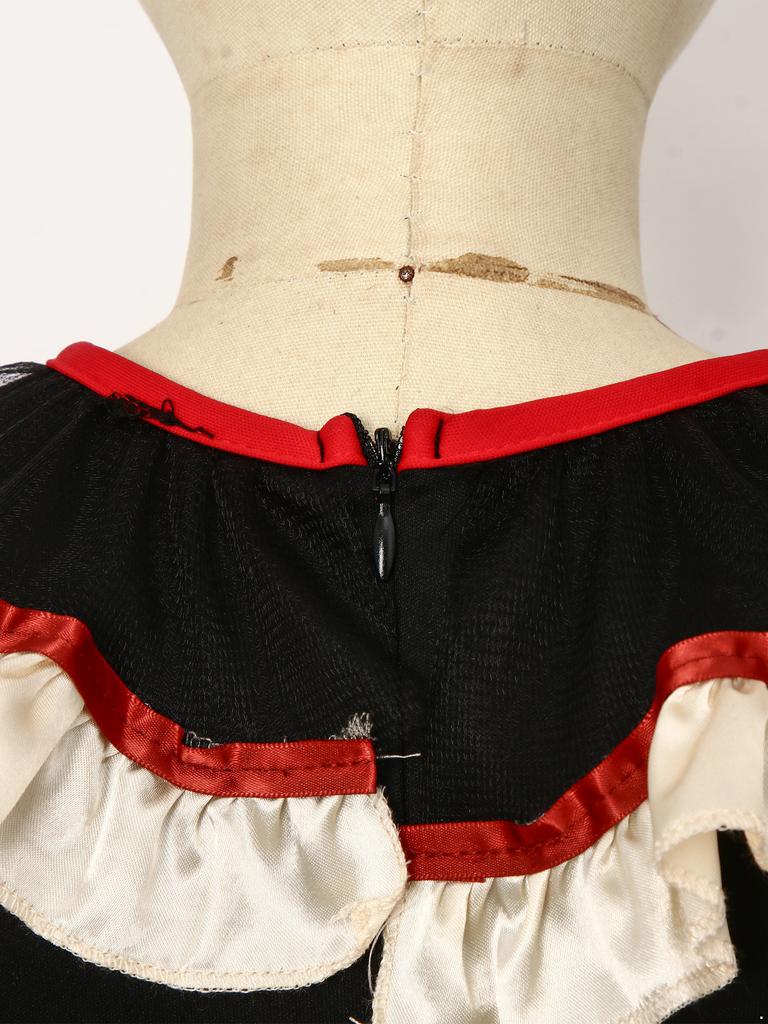 Dětské Dívčí Halloweenské Klaunské Šaty Krátký Rukáv Volánkový Límec Patchwork Diamantový Vzor Dvojitá Vrstva s Kloboukem Elastické Manžety pro Cosplay Divadelní Představení