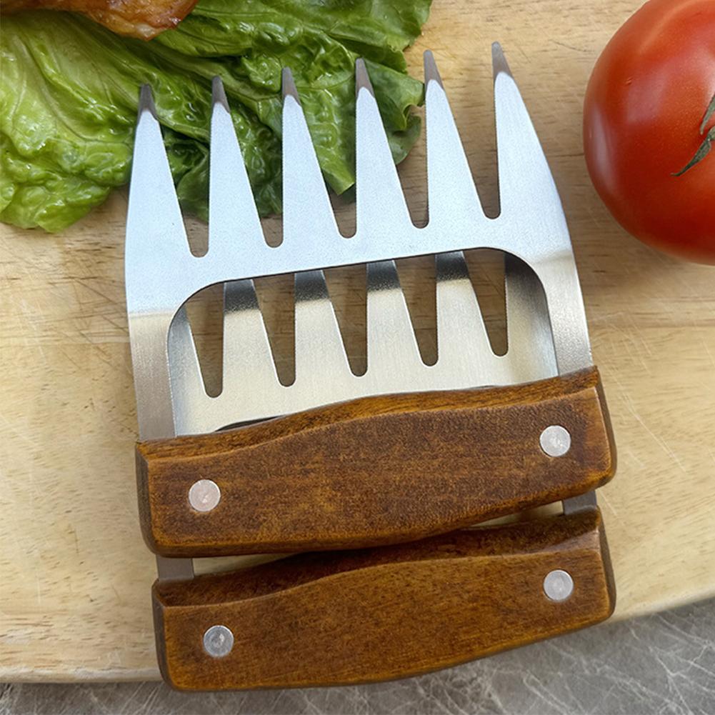 Kitchen Claw BBQ Meat Separator Shredder with Wooden Handle Manual Meat Clamp Roasting Fork Turkey Chicken Kitchen Gadgets Tool