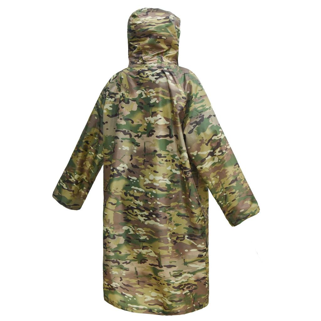 Adult Camouflage Waterproof Hiking Raincoat - Long, Lightweight, One-Piece with Reflective Strip
