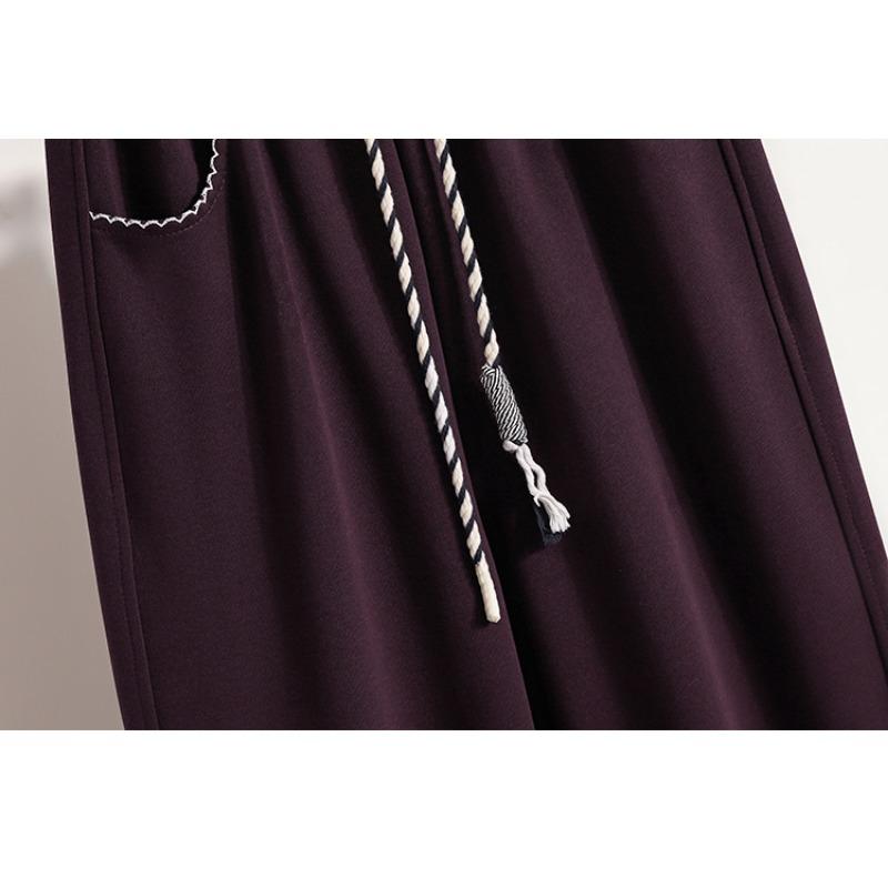 Dimanaf 2025 Plus Size Pants Spring Belt Women Solid Harem Elastic Waist Casual Loose Pants New