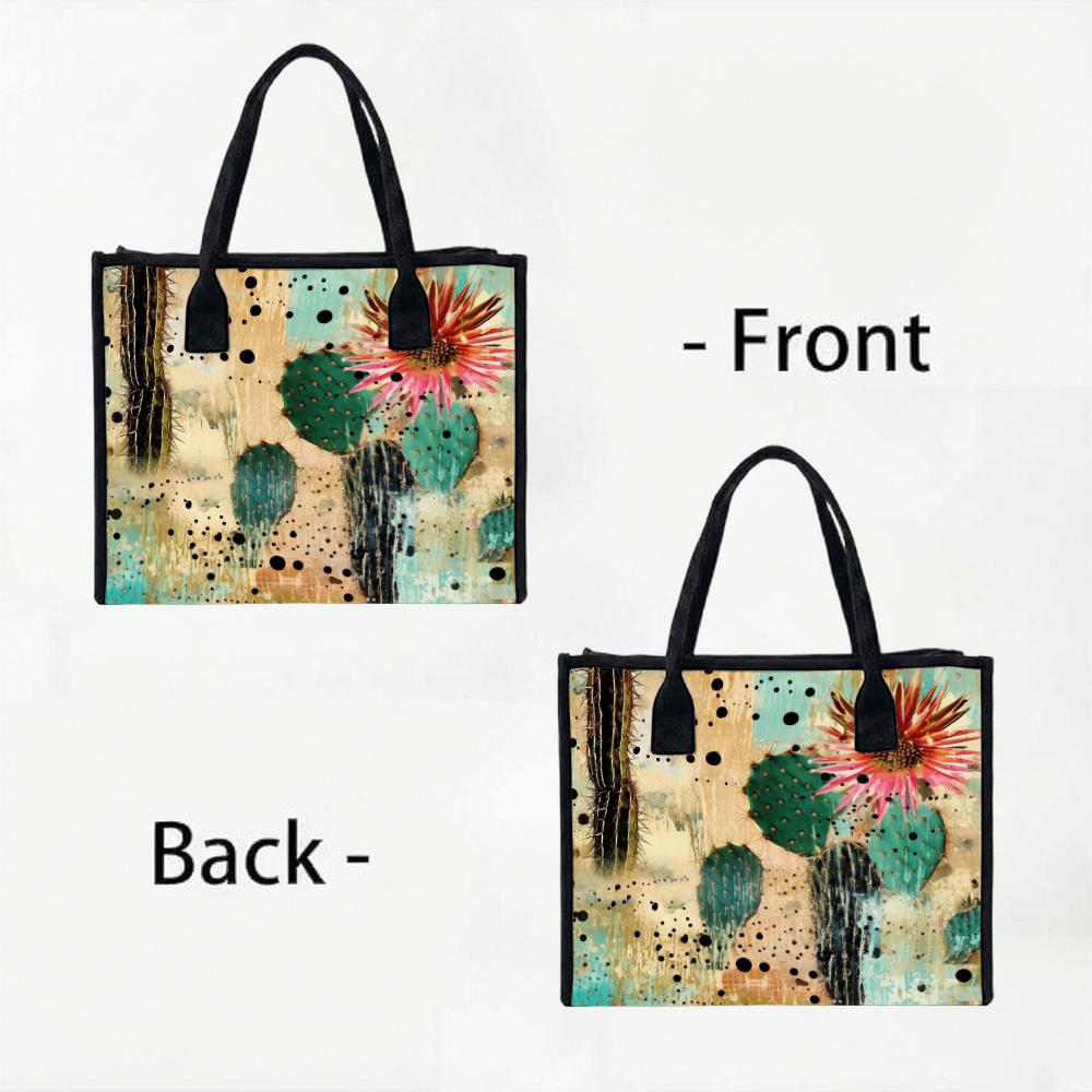 Desert Cactus Printed Casual Tote Bag Large Capacity Reusable Daily Shoulder Bag for Shopping Travel
