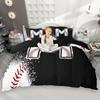Homewish Kids Baseball Duvet Cover Set 2Pcs/3Pcs For Boys Girls Black White Bedding Set Black Reversible Quilt Cover Set