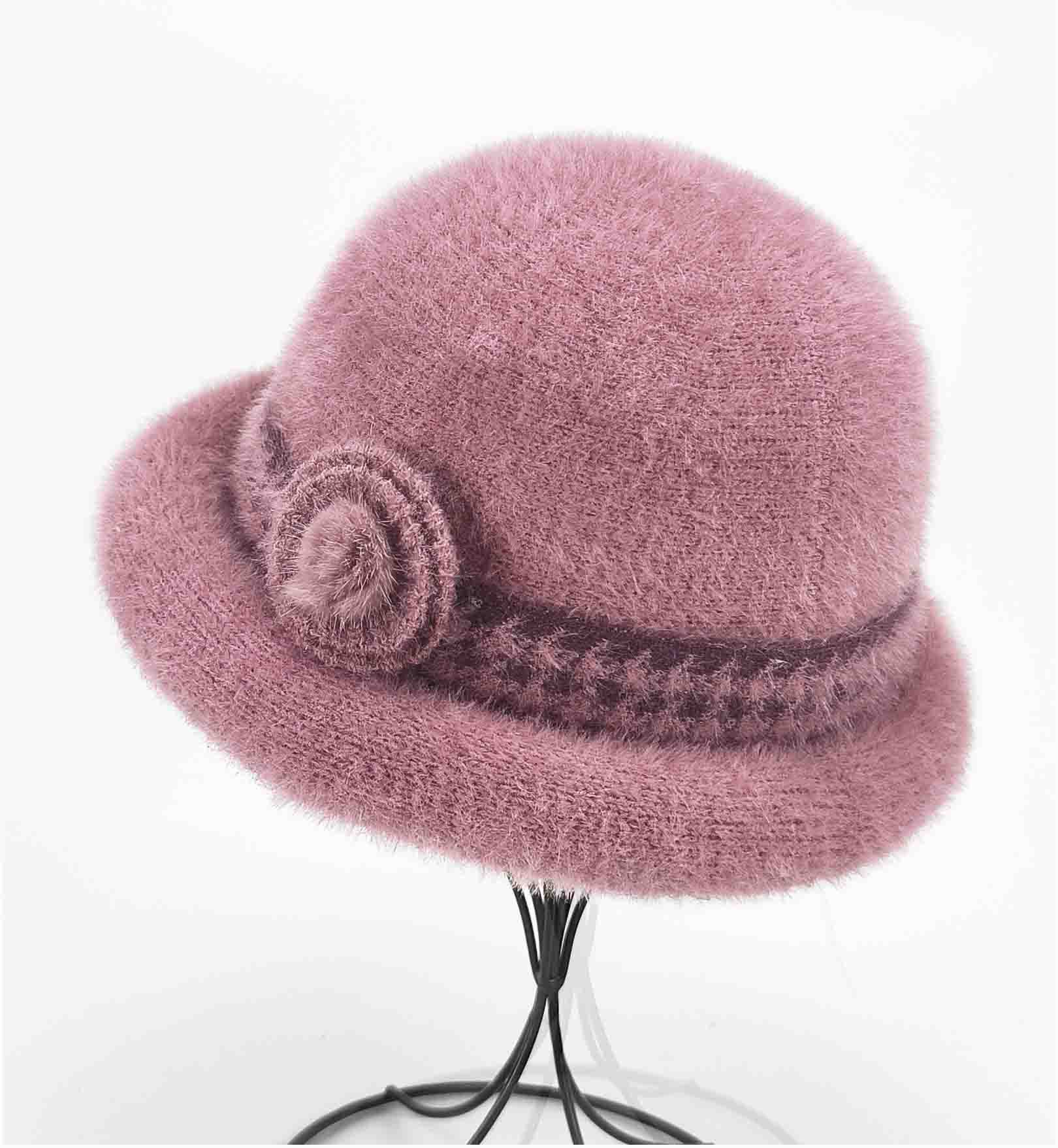 JYL TS DIY Elderly Women Hat Winter Rabbit Hair Fleece Warm Grandma Bucket Hat 1222Mao29617 кофейный