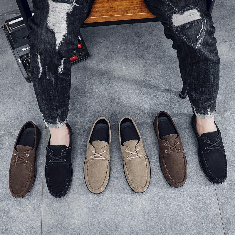 New Doudou shoes men's matte leather casual versatile men's shoes green trend driving non-slip lazy shoes