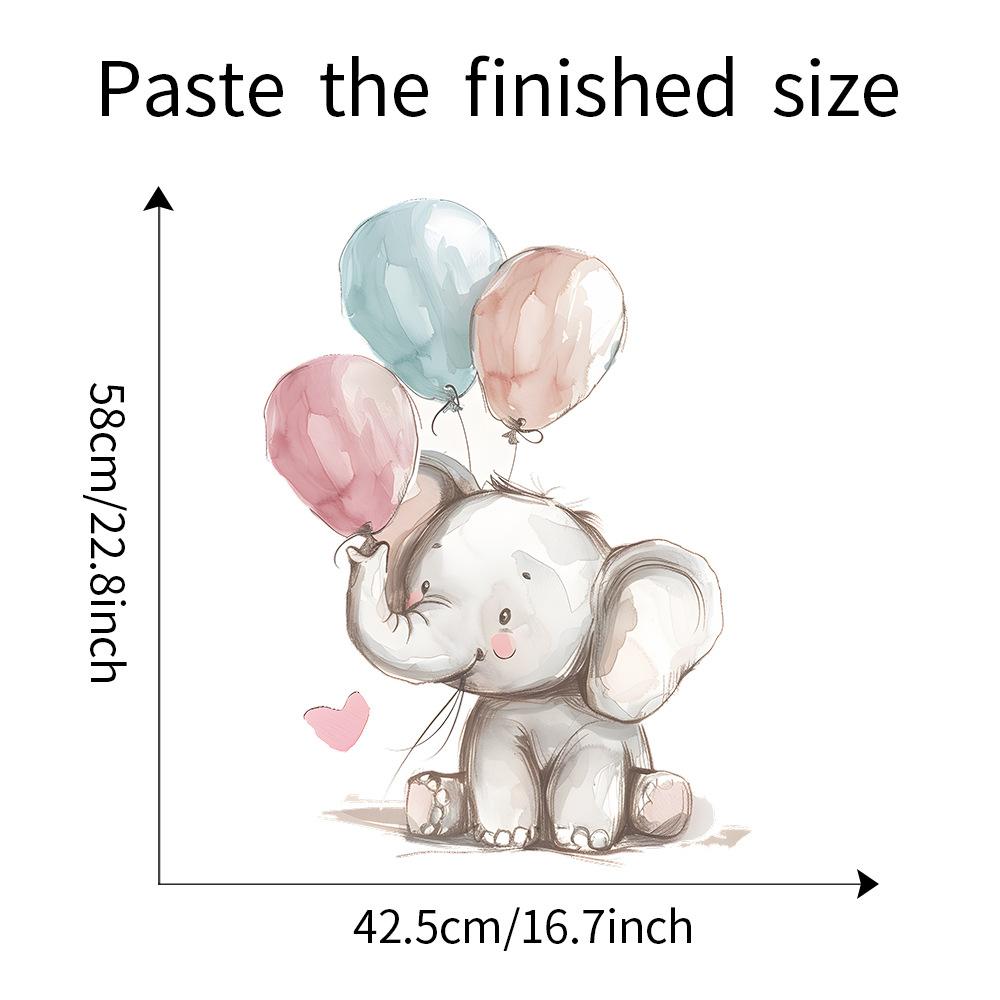 Cartoon Bear Elephant Balloon Star Wall Decals for Children's Room Bedroom Background Decoration Self Adhesive Wall Stickers