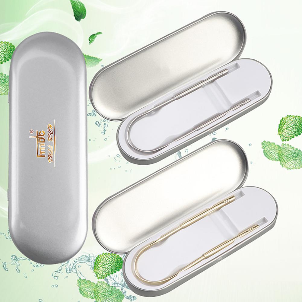 Čistič škrabek na jazyk z nerezové oceli Čistič čerstvého dechu Ústní hygiena s krabičkou