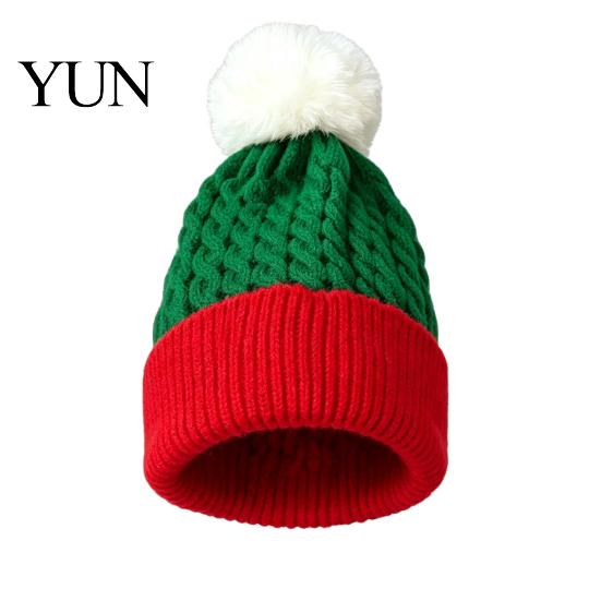 Stylish Pom Hat for Girls Women Christmas Elf Hat, Cozy Winter Knit with Comfortable Daily Pom, Stretchy Warm Skull Cap Outdoor Cold Weather Knitted