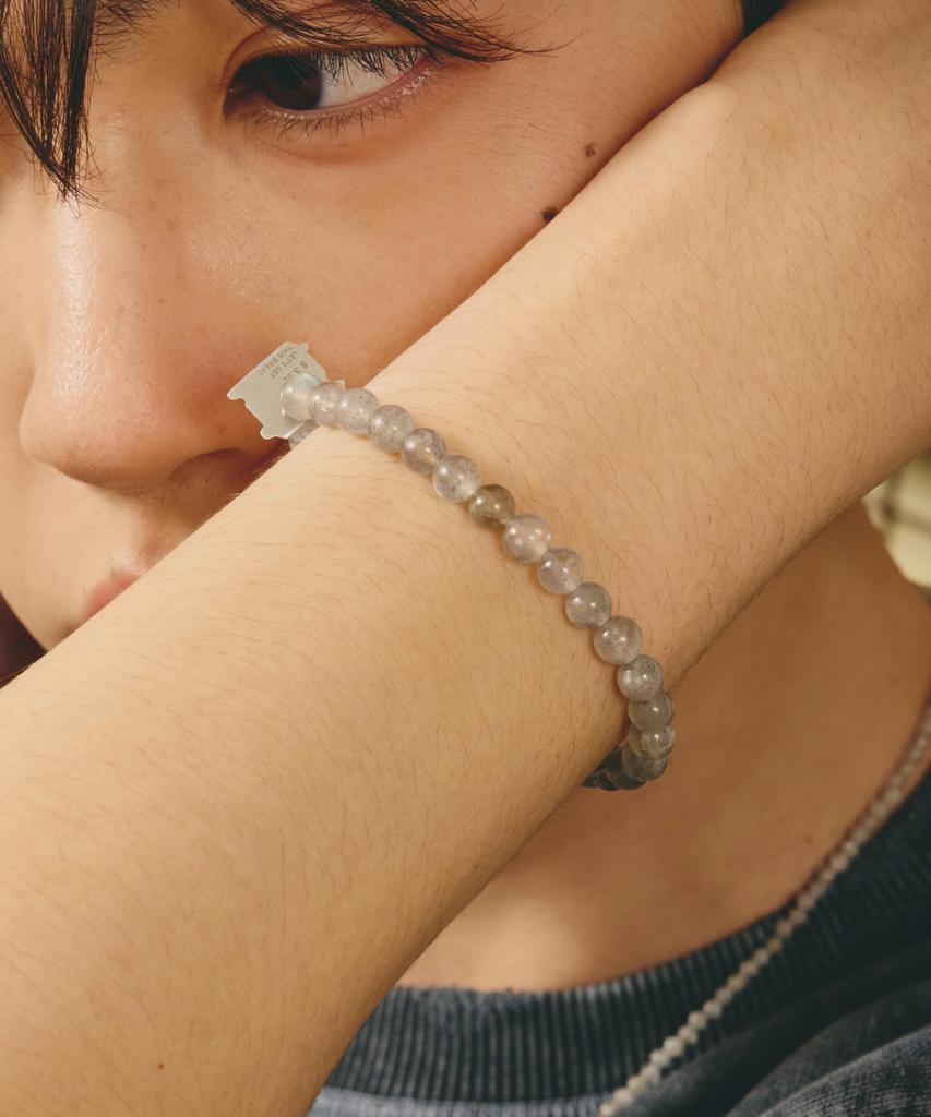 Maz Silver Bread Clip Moonstone Bead Bracelet