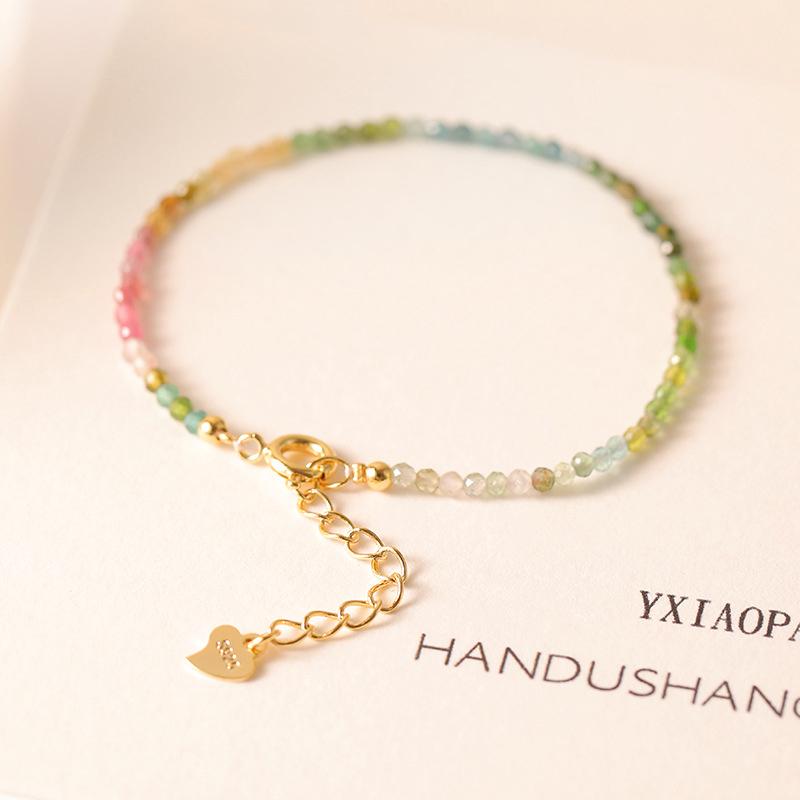 Ultra-Fine Rainbow Small Tourmaline Bracelet  Style Female Gradient Ins Niche Design Light Luxury Bracelet