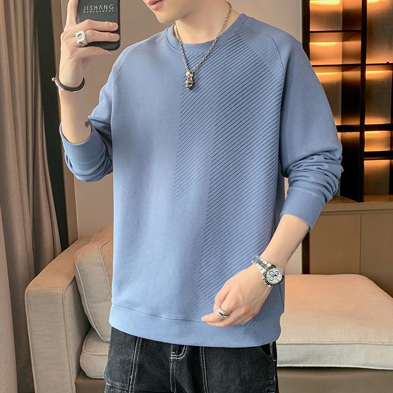 Men's Trendy Loose Fit Hoodie: Spring & Autumn Long Sleeve Pullover with Round Neck