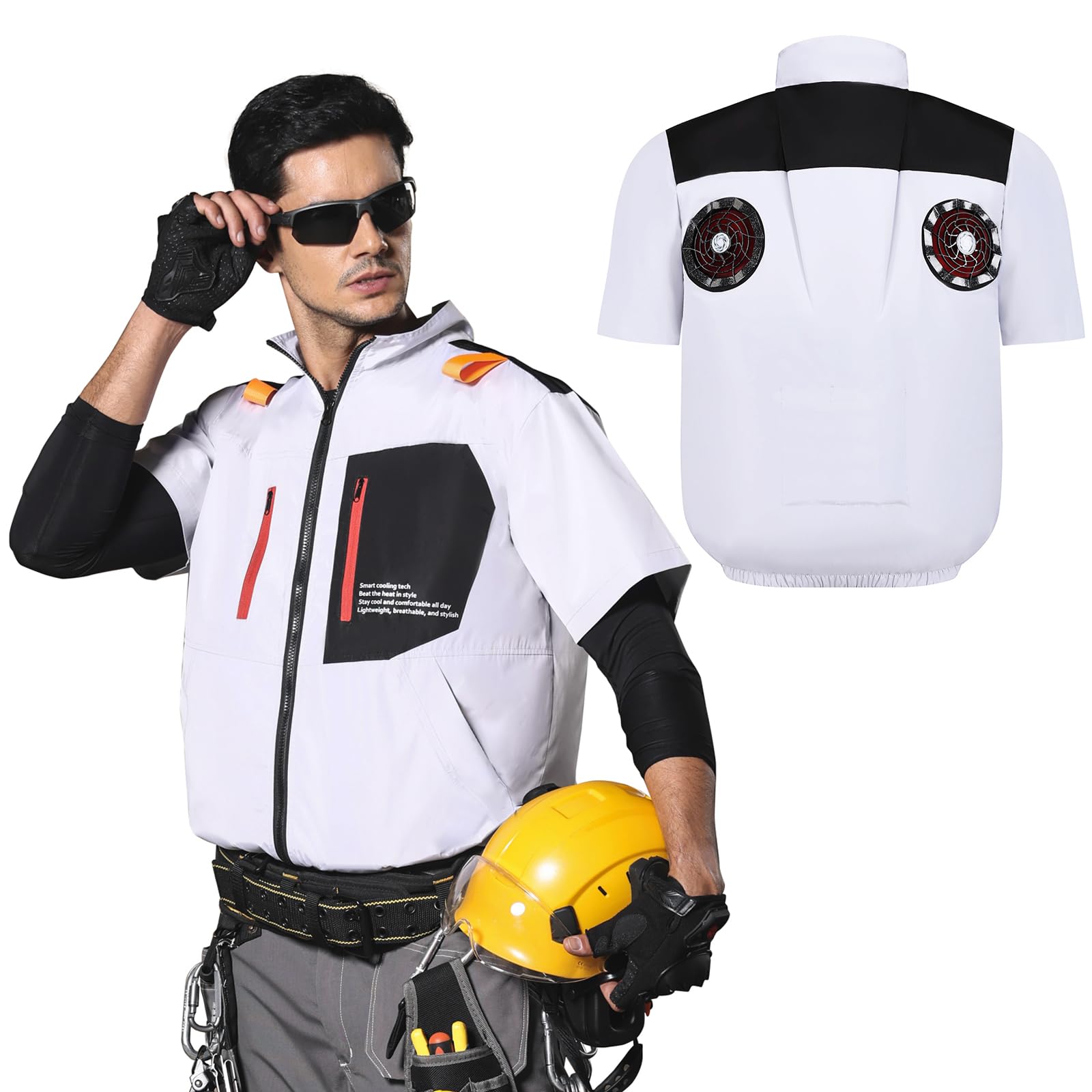 

Leading 2025 Strongest Short Fan Heat Blocking Effect UV Heatstroke and Clothing Only [Letibe] [Japan s Company] Air-Conditioned Workwear, Sleeve, білий