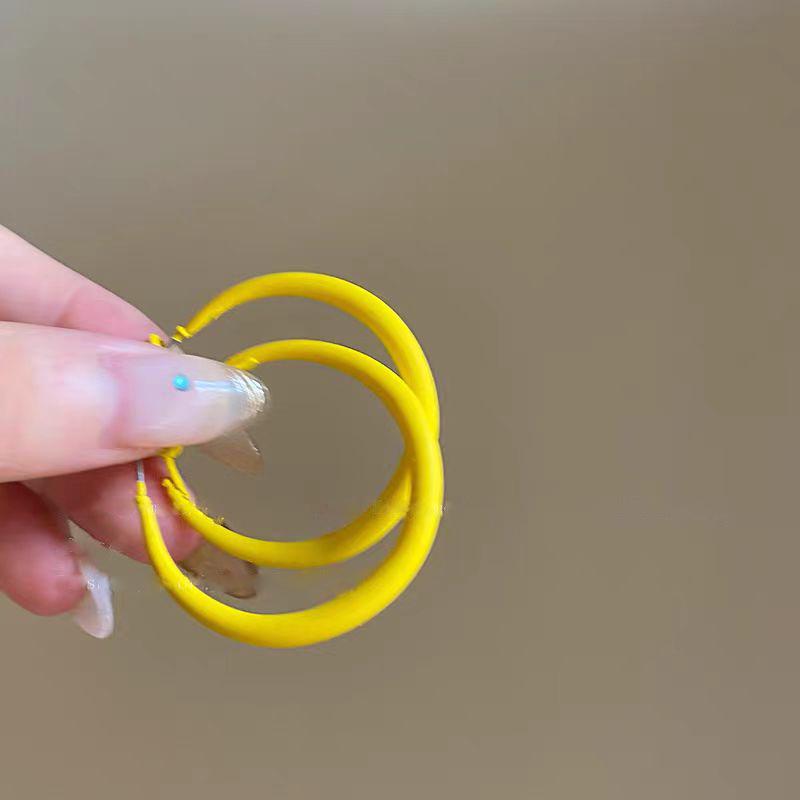 2024 Colorful High-End Hoop Earrings: Women's Summer Vacation Style, Seaside Dopamine Round Face Design