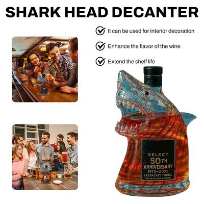 Žralok Soška Fľaša na víno, Dekoračný karaf na Bar, Kanceláriu, Domov Fľaša na whiskey 3D Gravírovaná Soška s tematikou pohárov na whiskey 320ml