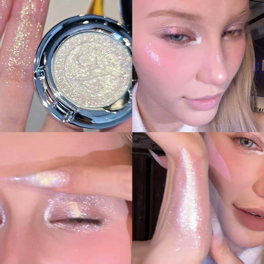 Summer Tea! New Product Xunfit Triple-Layer Color-Changing Eyeshadow Single Palette for High-Gloss Highlight and Dazzling Shine