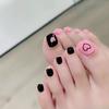 Black Heart Wearable Toenails - Pink Pedicure Stickers, Sweet & Cool Fake Toenail Patches (J81)
