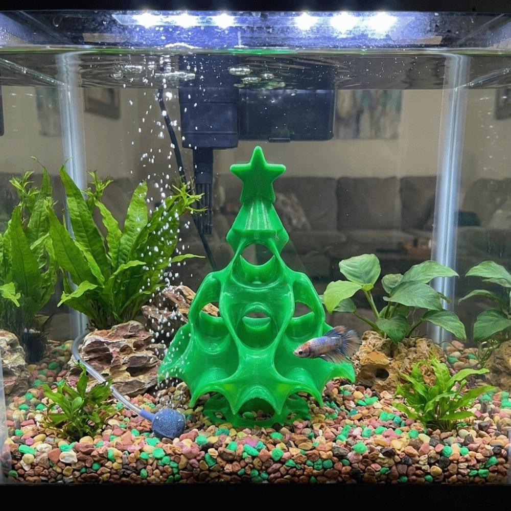 3D Printed Christmas Aquarium Hideout Cave Hollow Betta Fish Hideout Aquarium Decoration Aquarium