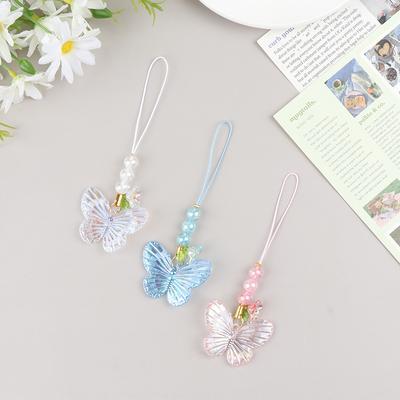 Lindo colgante de mariposa dulce para teléfono, correa para funda de teléfono celular para niñas, cadenas para teléfono, llavero para automóvil