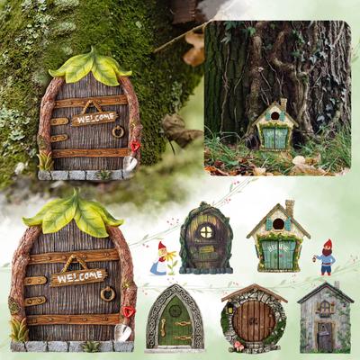 Puertas de hadas para árboles, puerta de hadas en miniatura para exteriores, decoración de árboles, accesorios de jardín