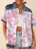 Love printed short-sleeved shirt women's summer loose casual lapel shirt retro niche top
