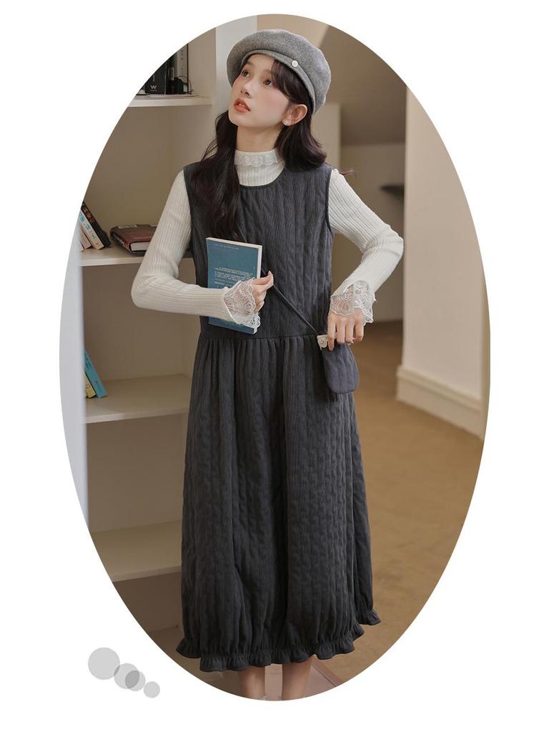 2026 Women's Quilted Sleeveless Tulip Dress with Knit Cardigan Set - Versatile Layering Fashion
