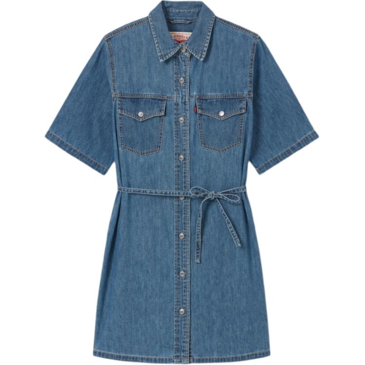 Levis Cool Series Vintage Comfortable Simple Denim Shirt Dress Women Dresses Blue 002YB-0000