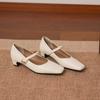 Krazing Pot Microfiber Square Toe Thick Med Heels Spring Summer Shoes Big Size 43 concise style Women Office Lady Pumps