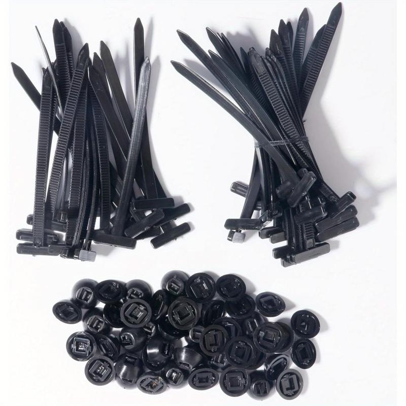 50pcs 100pcs Universal Cable Ties Through Pins Buckles Leaf Plates Base Plates Strong Locking Secure Wire Management for Home Office Automotive