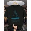 European Sizes Nautical Passion Print Men's Crew Neck T-Shirt, a Fashionable and Trendy Choice, Perfect for Sailing Themed Displays