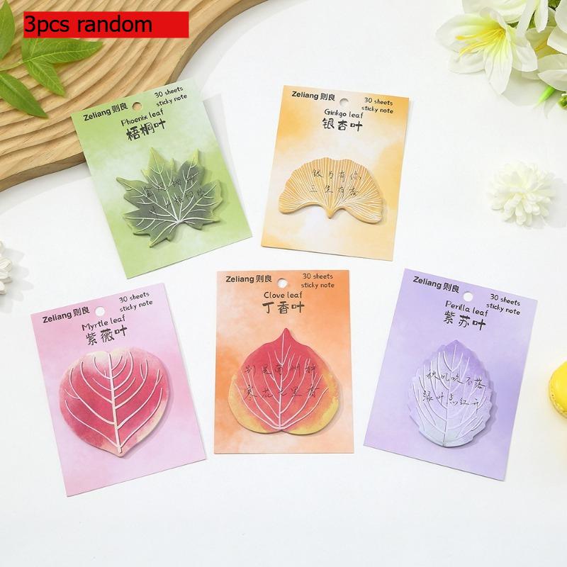 Autumn Office School Supplies Leaves Sticky Note Paper High Value Book Student Message Stickers Memo Pad Kawaii Stationery Gift