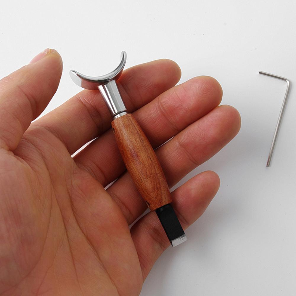 Leather Carving Rotary Knife Handmade DIY Stainless Steel Pear Wood Handle With Adjustable Height Vegetable Tanning Tool Knife
