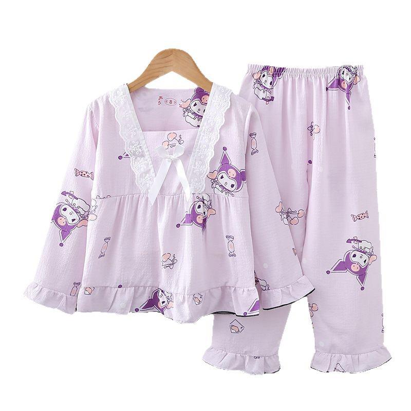 Cross-Border Girls' Cotton Cartoon Pajama Set - Long Sleeve Princess Homewear for Spring and Autumn.