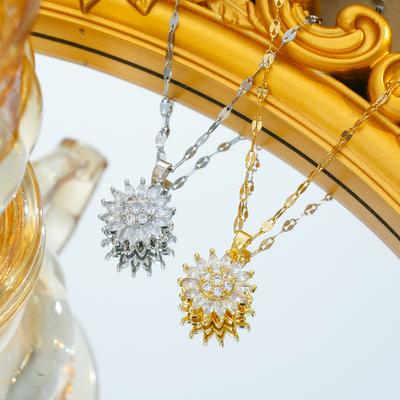 Collana Girasole Rotante di Lusso Leggero per Donna Semplice Trendy e alla Moda Accessori Catena Clavicola