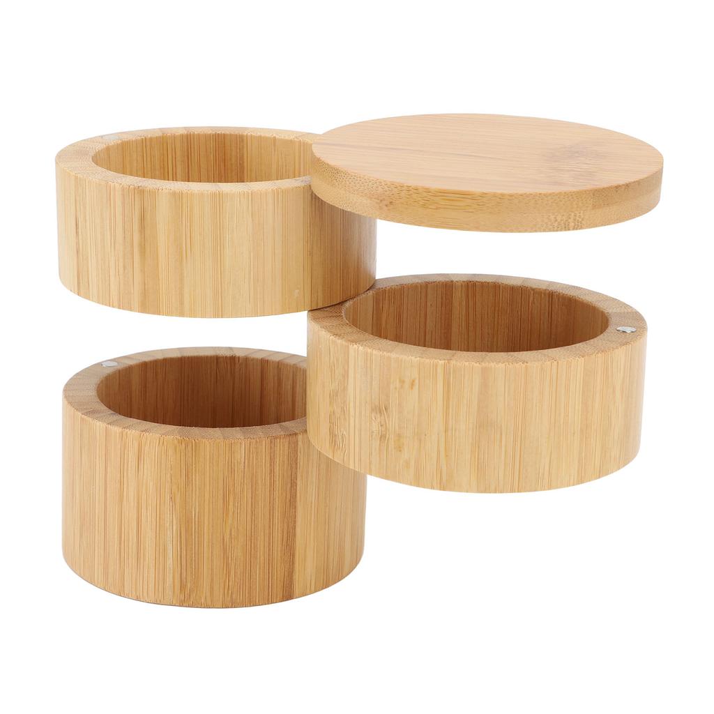 Home 3 Tier Bamboo Wood Container 3 Tier Seasoning Container Bamboo Wood Seasoning Organizer