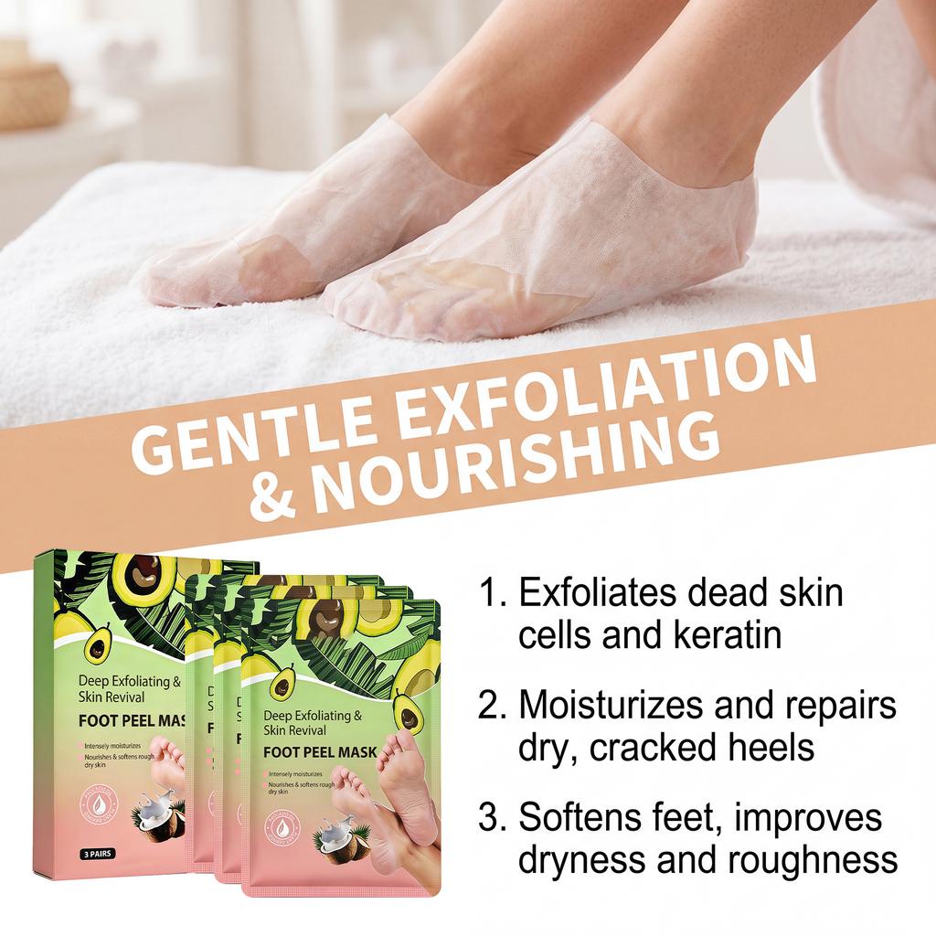 Foot Peel Mask Deep Exfoliating and Skin Revival Treatment Moisturizes Nourishes Softens Rough Dry Skin 3ml 3 Pairs Foot Care Mask