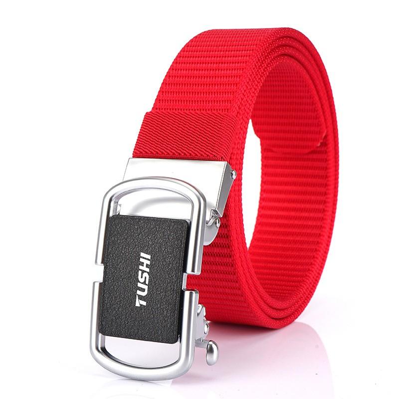 3.5cm Toothless Automatic Buckle Belt Men's Outer Nylon Casual Pants