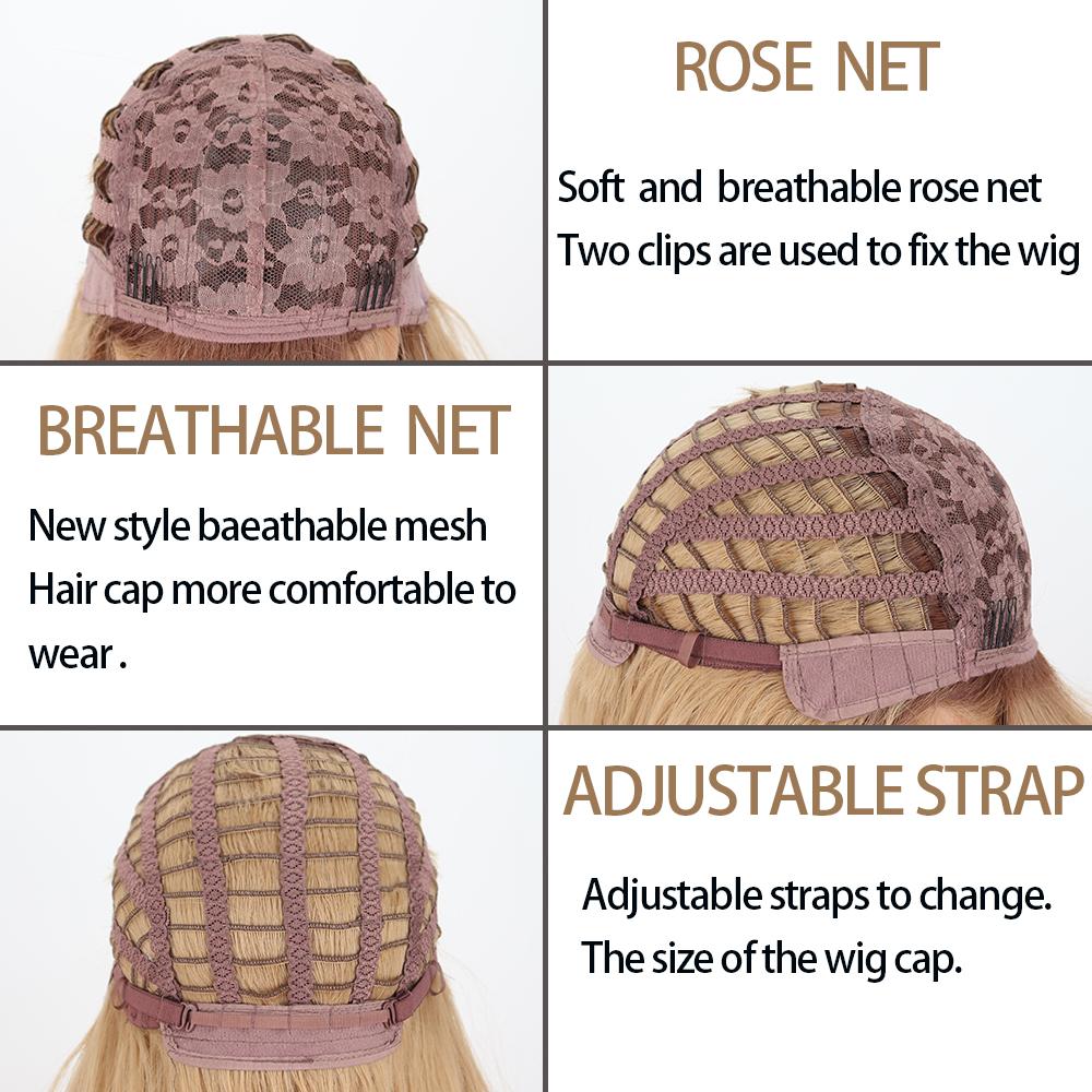 XINRAN Women Long Layered Ombre Blonde Wig with Bangs Synthetic Fiber Natural Cosplay Daily Wear Natural Straight Wig