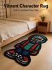 Hip Hop Masked Boy Shaped Area Rug, Streetwear Cartoon Floor Mat, Non-Slip Washable Bedside Carpet for Bedroom