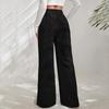 Women's New High-waisted Pants With Slits And Hem Corduroy Solid Color Spliced Casual Pants