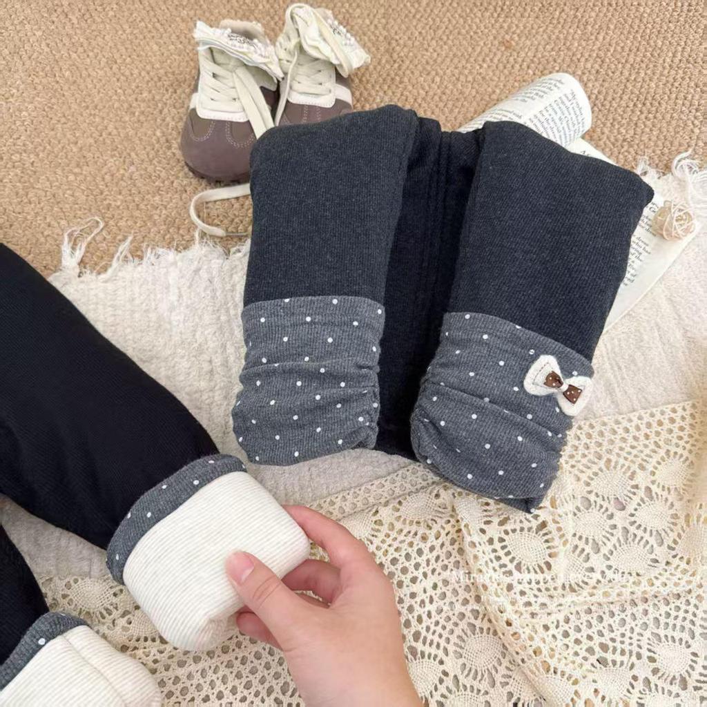 Winter Koreanischer Stil Mädchen Süße Gepolsterte Baumwoll-Spitzen-Leggings - Baby/Kleinkind Verdickte Hose