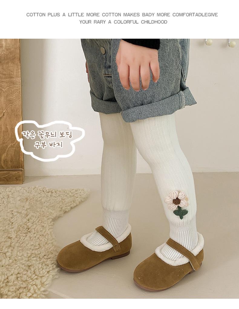 Mädchen Leggings mit Blumenmuster, warm gefüttert mit Samt: Kuschelige Herbst-/Winterstrumpfhosen für Babys und Kleinkinder