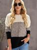 2025 Winter Women's Color Block Knit Sweater - Casual, Versatile, Round Neck, Long Sleeve Pullover