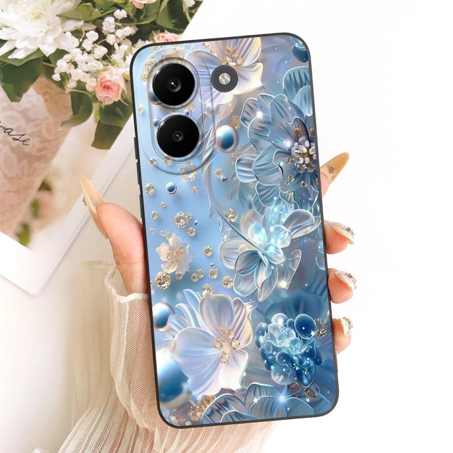 Soft Silicone Funda For Xiaomi Poco X8 Pro Max Redmi Turbo 5 Max Phone Case Vintage Starry Cherry Bow Printed Daisy Bumper