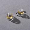 Static Design Stainless Steel Gold And Silver Contrasting Color C-Shaped Glossy Stud Earrings High-Grade Titanium Steel Earrings Jewelry Women