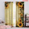 2D Flat Printing 2pc Window Drapes Sunflower Light Filter Family Party Suitable for Hotel Decoration