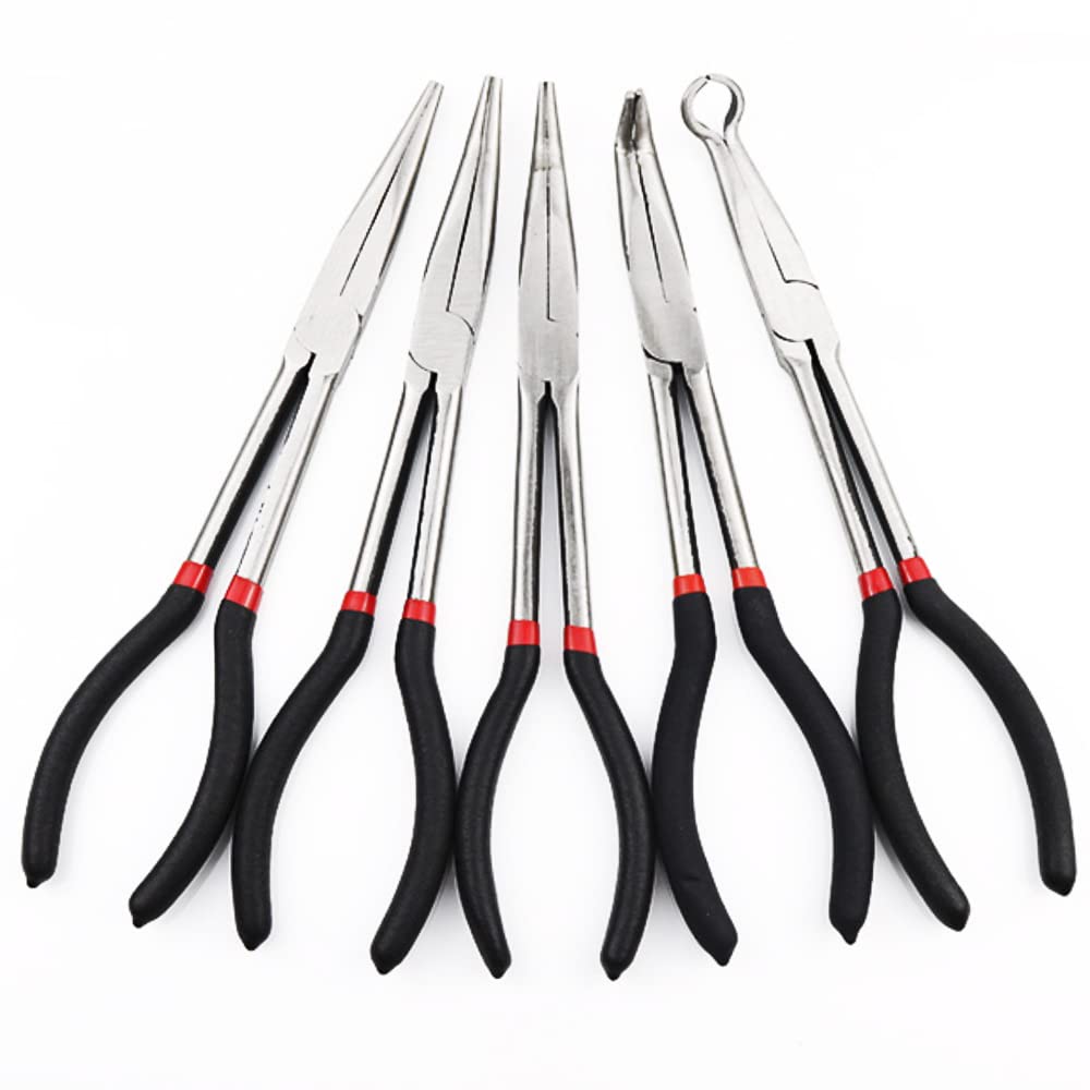 

HIRAISM Radio Pliers Long Pliers Pliers Bent Tips 0 Degree 25 Degree 45 Degree 90 Degree O Type Set of 5
