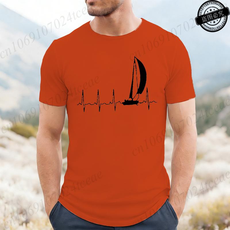 Sailing Heartbeat Graphic T Shirts For Unisex Unisex Short Sleeve Clothing Summer Fashion Tshirts Sailing Ekg Unisexs Tee Clothing